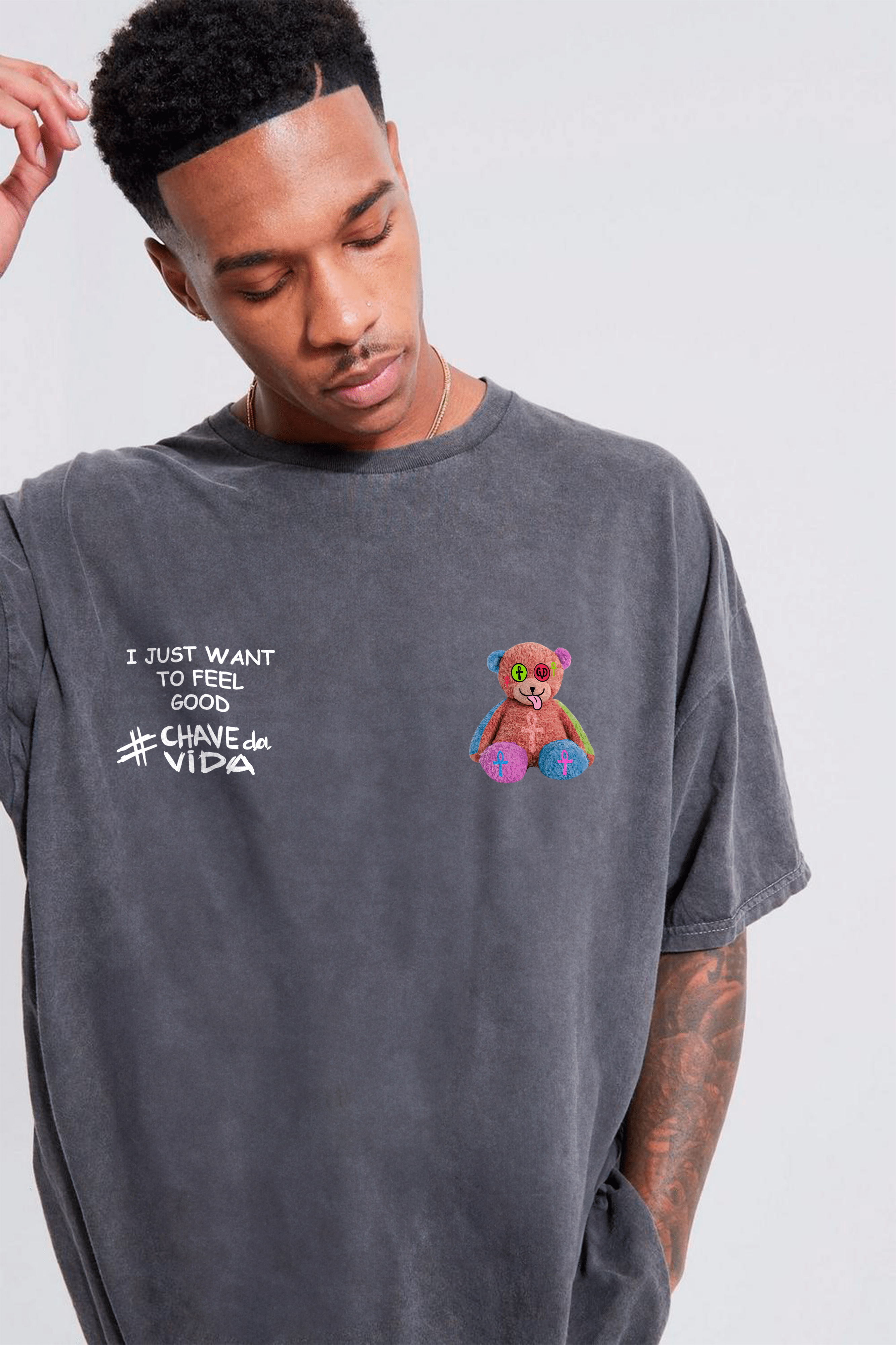 Camiseta Oversized Stoned - Bear Bicolor