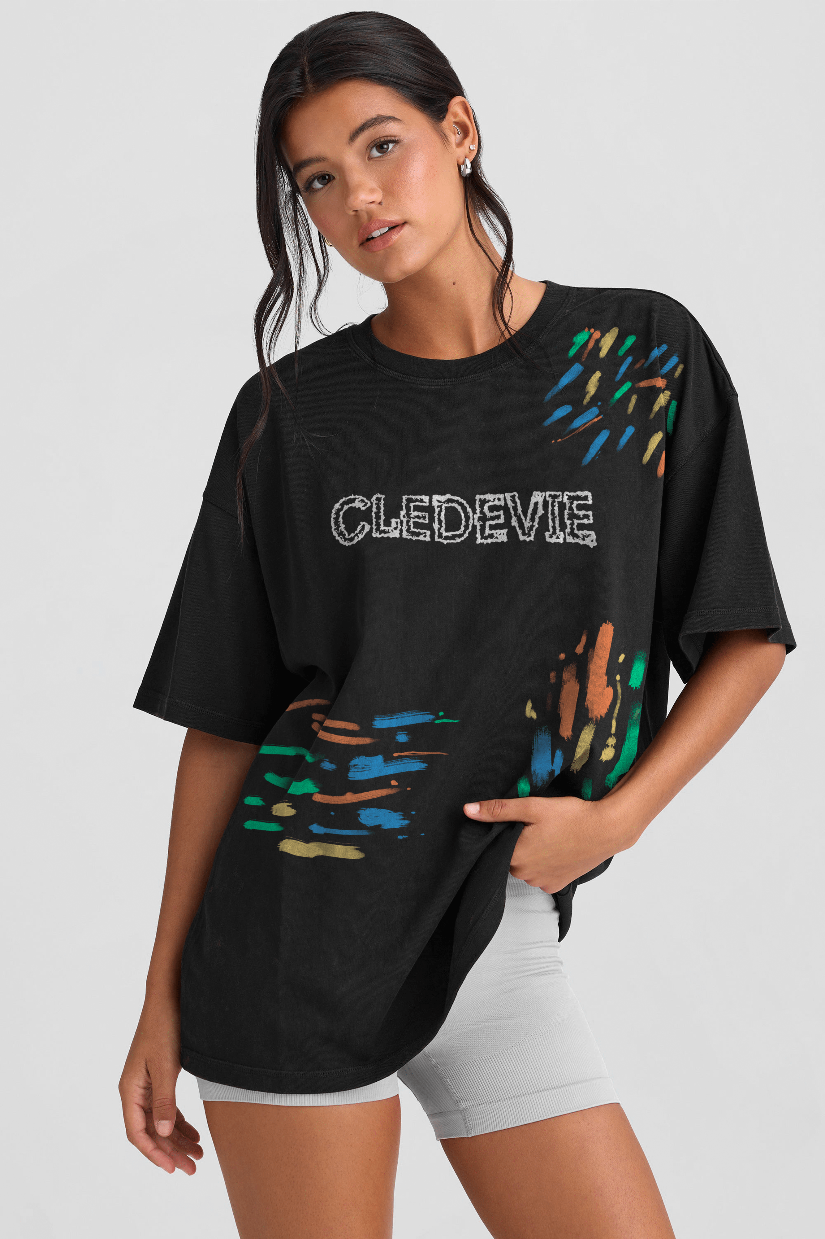 Camiseta Oversized Feminina Cledevie - Abstract Ruptura