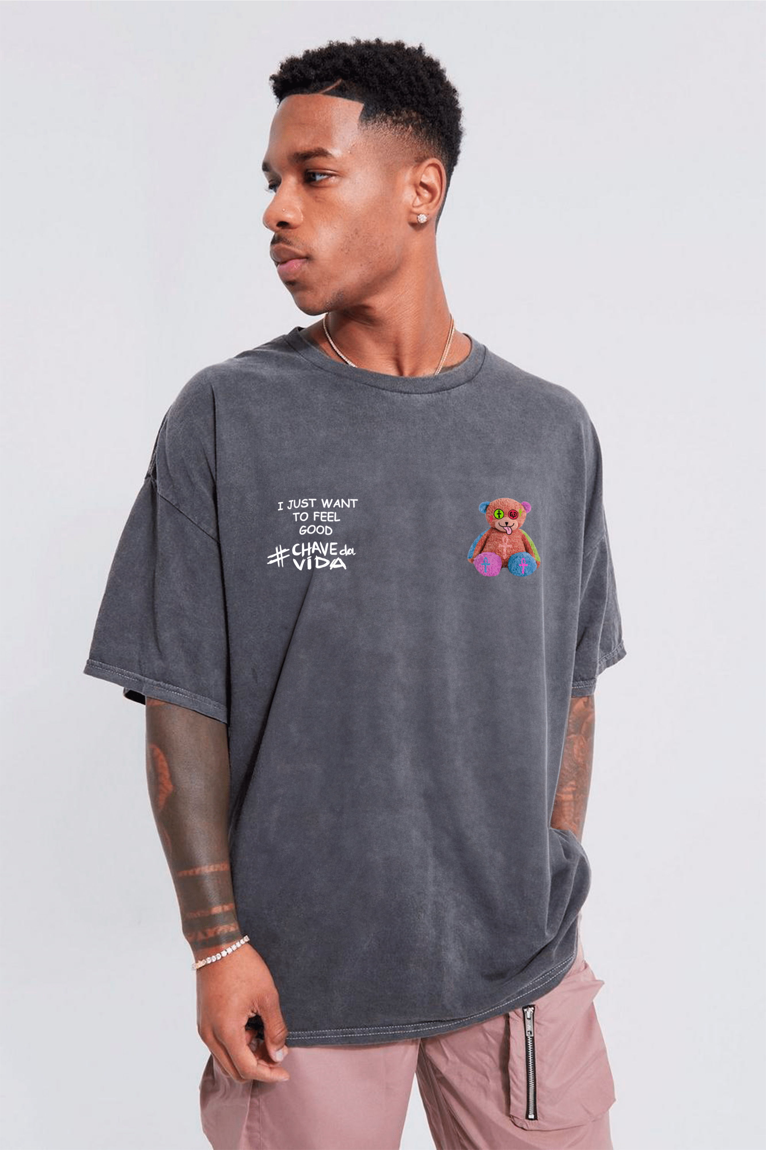 Camiseta Oversized Stoned - Bear Bicolor