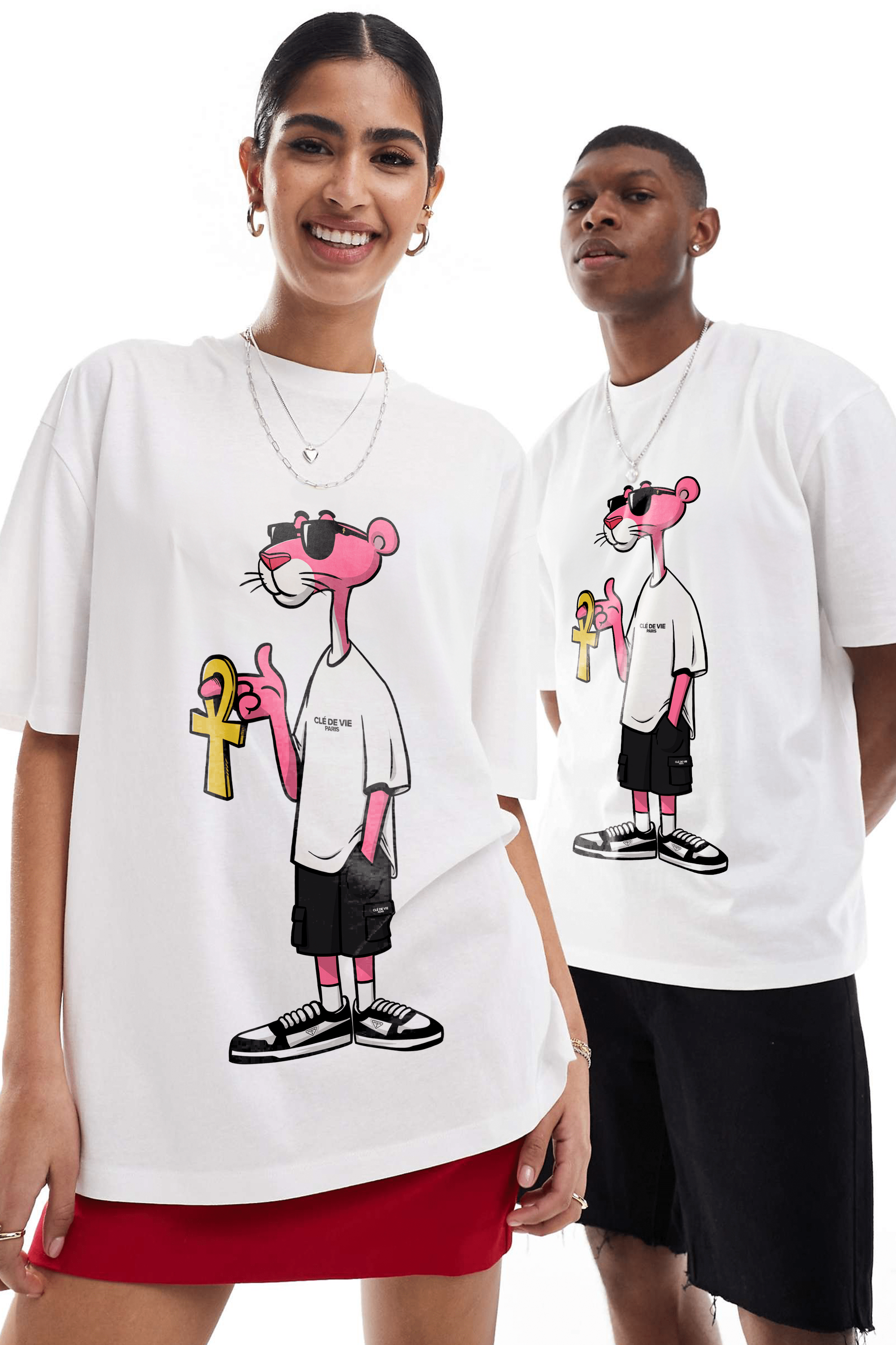 Camiseta Oversized - Pantera Cor-de-Rosa