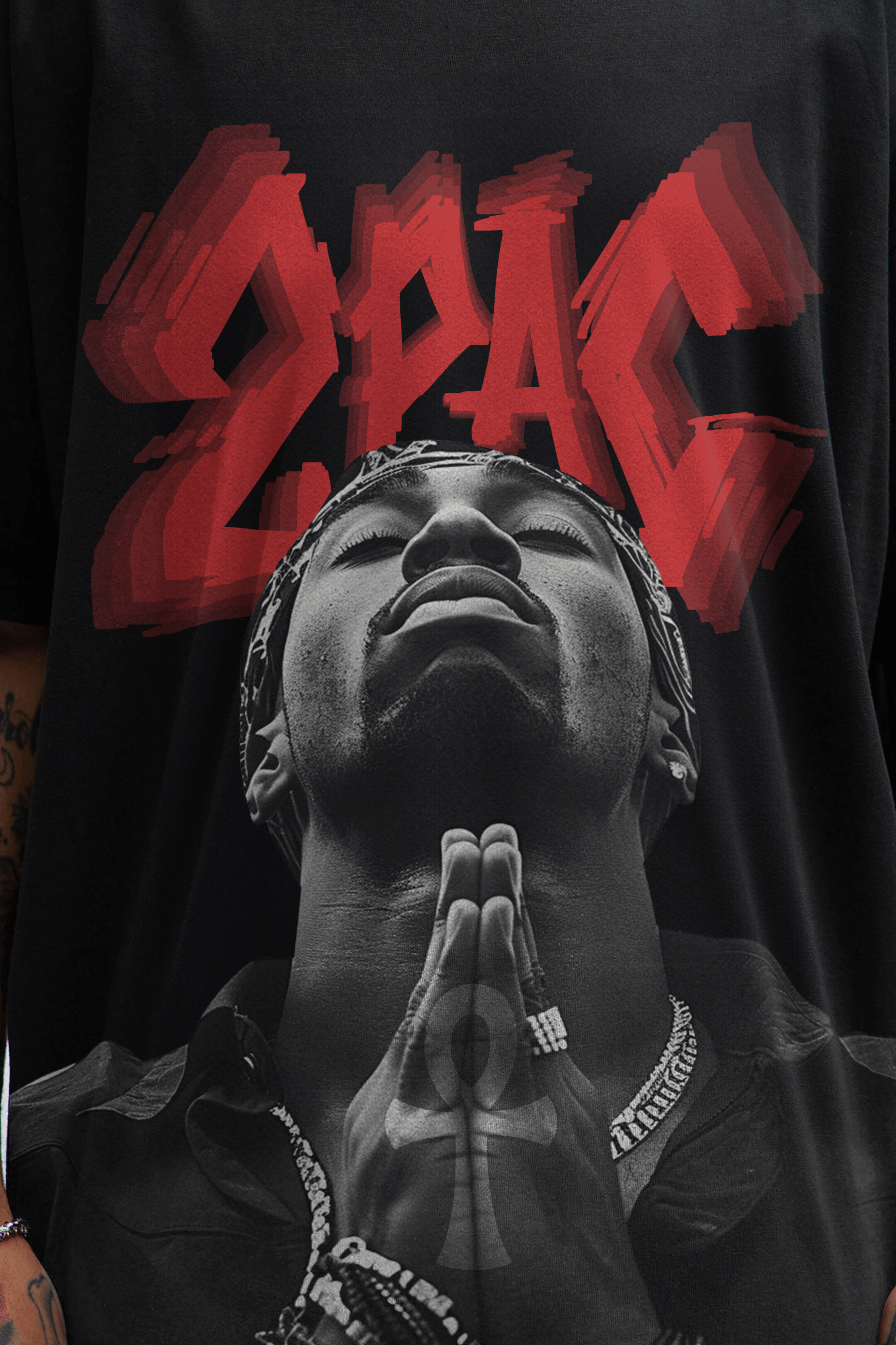 Camiseta Oversized - 2Pac Ankh