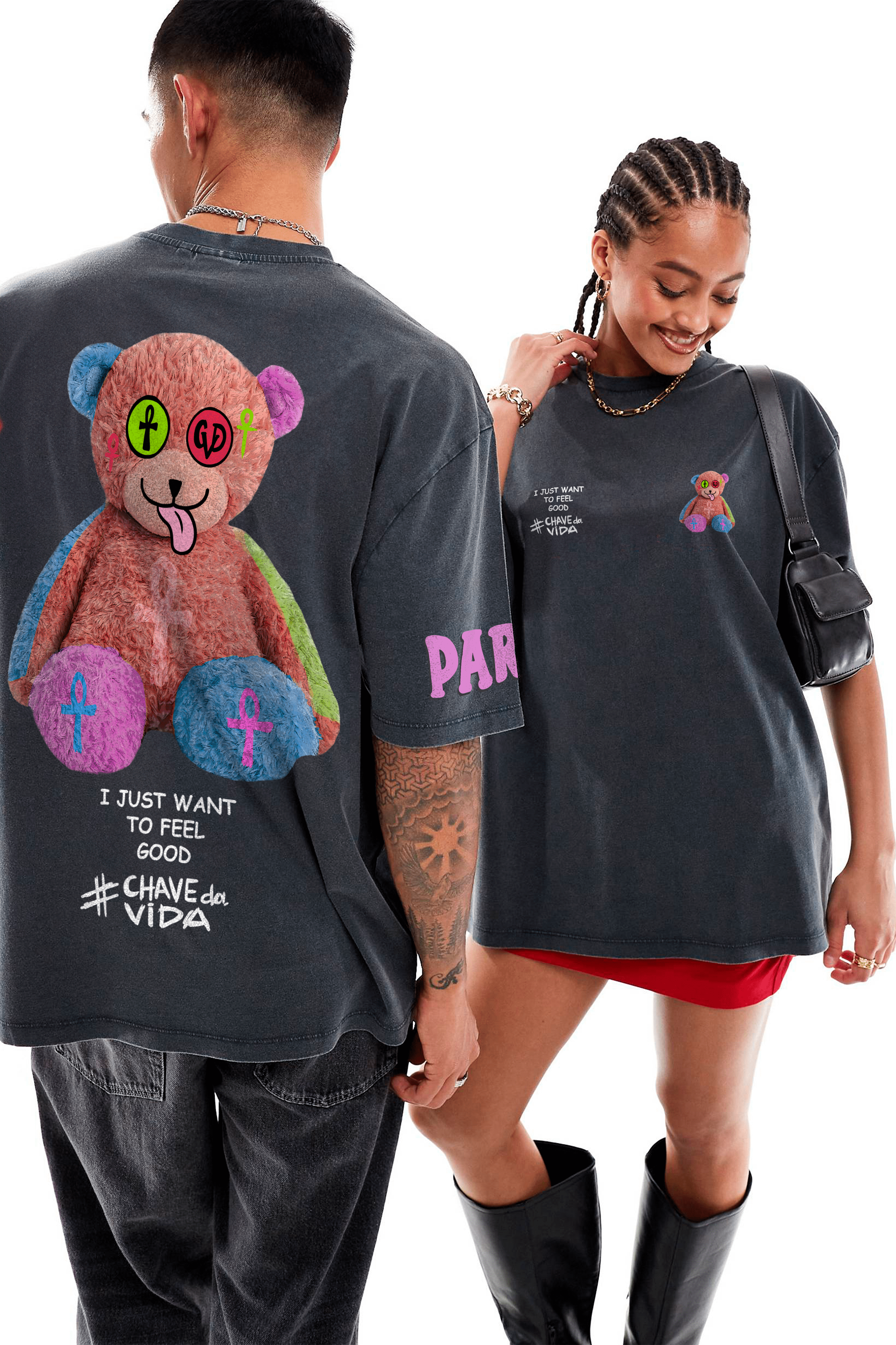 Camiseta Oversized - Bear Bicolor